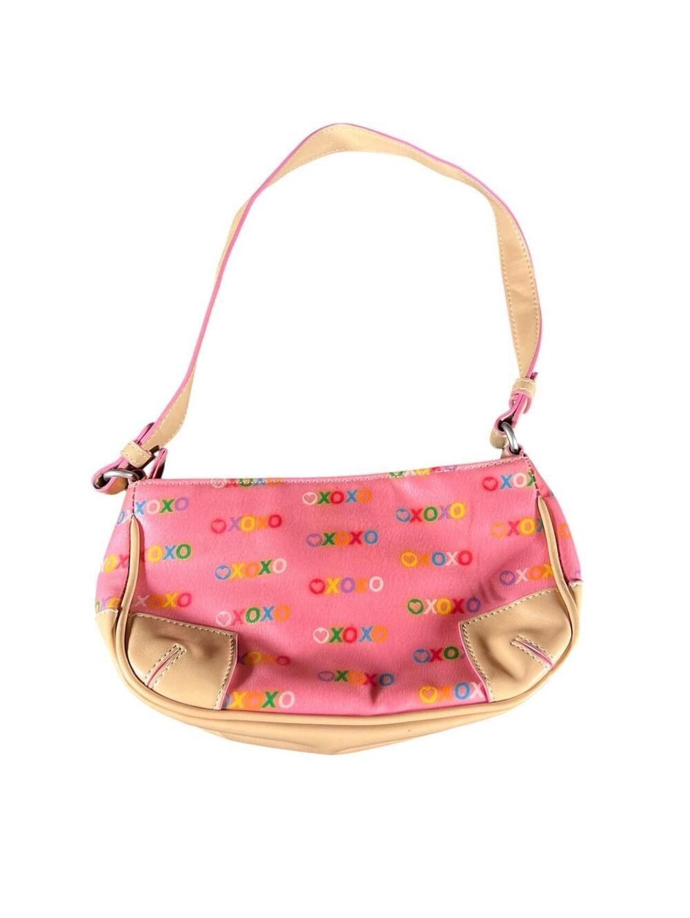 Vintage XOXO Pink Multicolor Logo Shoulder Bag